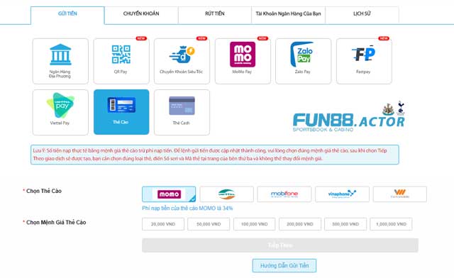 Cách nạp tiền Fun88 không lo lộ thông tin qua thẻ cào